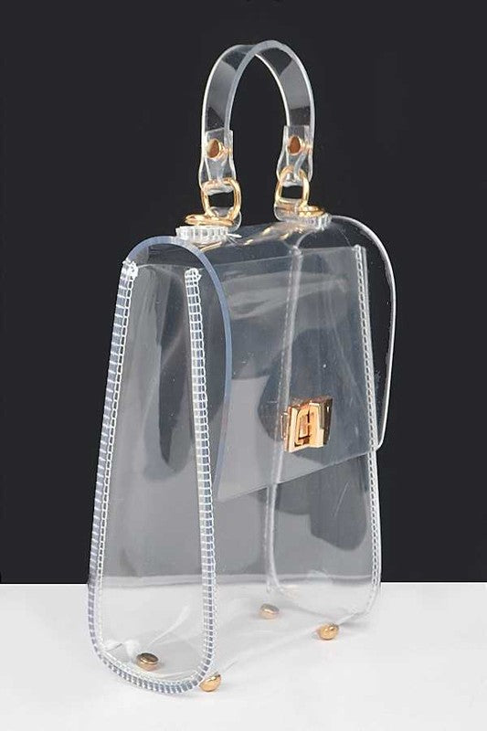 Stadium Transparent Clear Swing Bag CLEAR/SILVER O/S by Artini Accessories | Fleurcouture