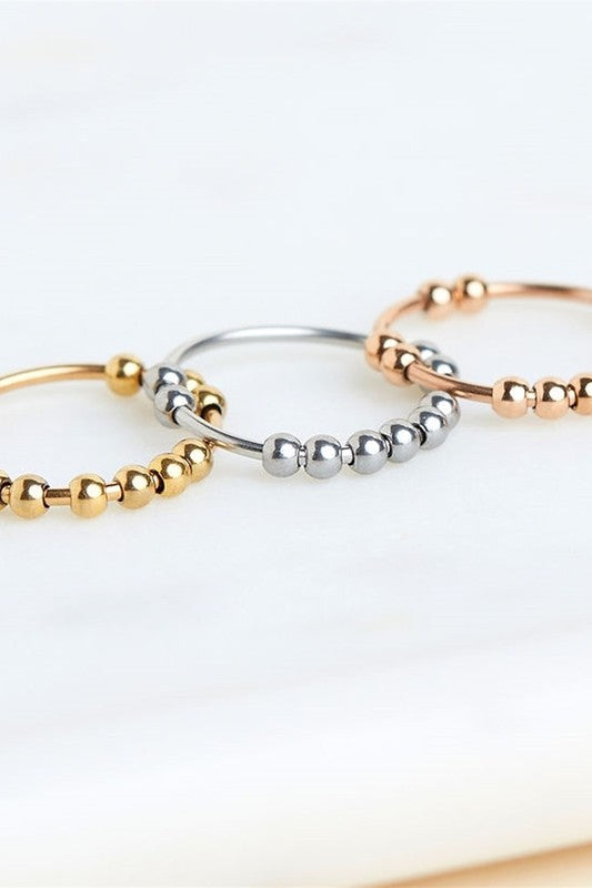 Stainless Steel Anxiety Spinning Bead Ring Size 5 Gold 1 by Dani &amp; Em | Fleurcouture