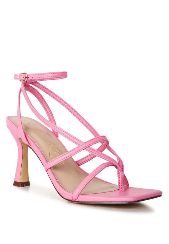 Stalker Strappy Ankle Strap Sandals Pink 5 by Rag Company | Fleurcouture