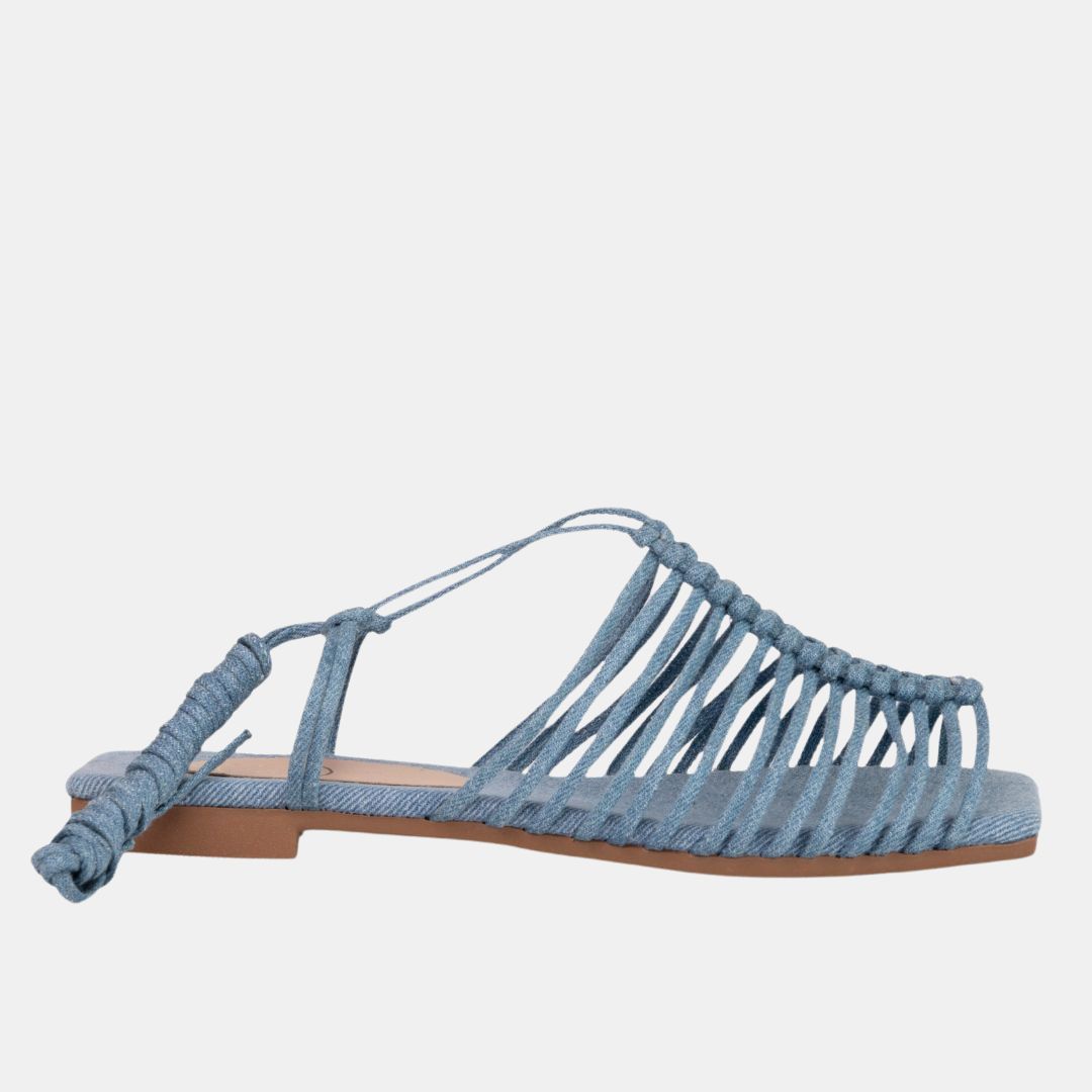 STAPPY LACE UP SANDAL 6 Denim FLATS by MODAPASSO | Fleurcouture