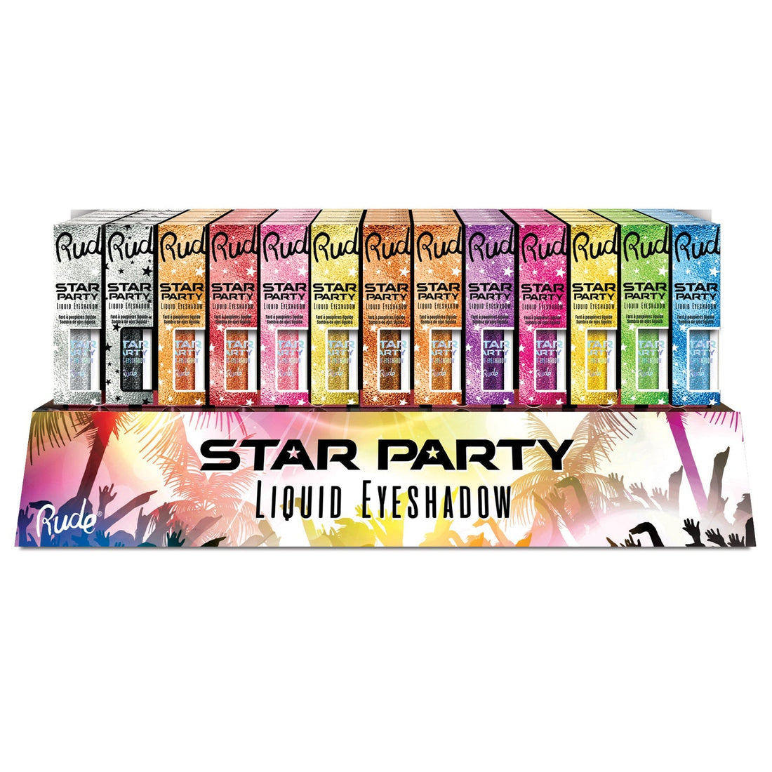 Star Party Liquid Glitter Eyeshadow Display Set, 104pcs Wholesale Set by Rude Cosmetics | Fleurcouture