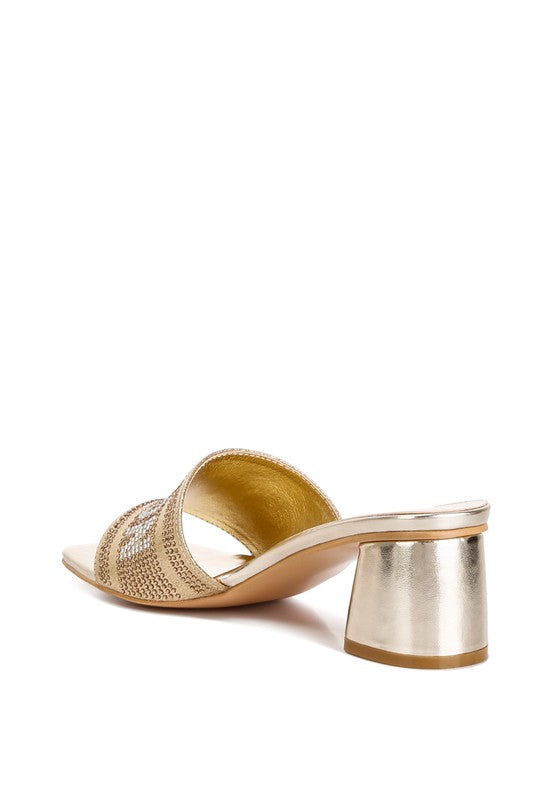 Starks Diamante Embellished London Sandals Gold by Rag Company | Fleurcouture