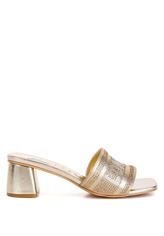 Starks Diamante Embellished London Sandals Gold by Rag Company | Fleurcouture