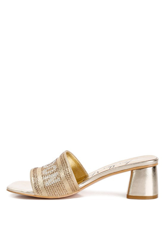 Starks Diamante Embellished London Sandals Gold by Rag Company | Fleurcouture