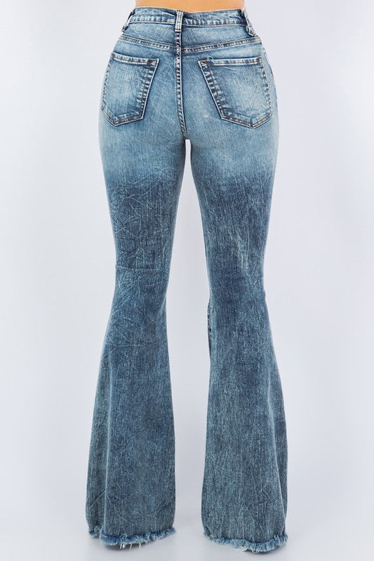 Storm Bell Bottom Jean- 32&quot; Inseam Blue by GJG Denim | Fleurcouture