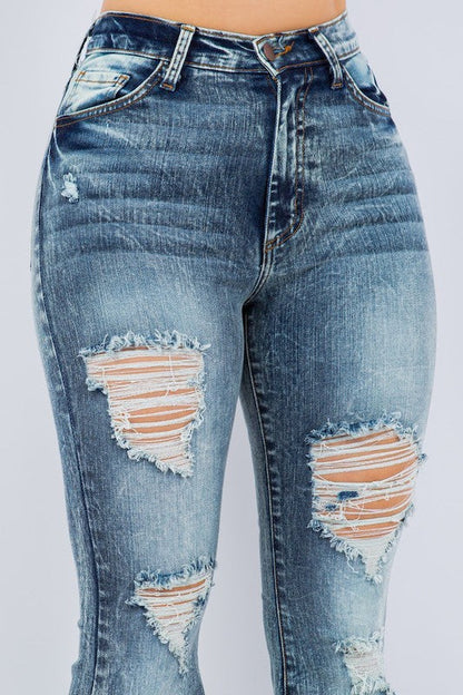 Storm Bell Bottom Jean Blue by GJG Denim | Fleurcouture