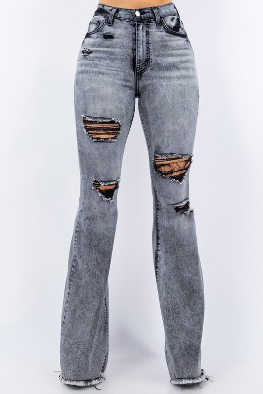 Storm Bell Bottom Jean in Grey Grey 1 by GJG Denim | Fleurcouture