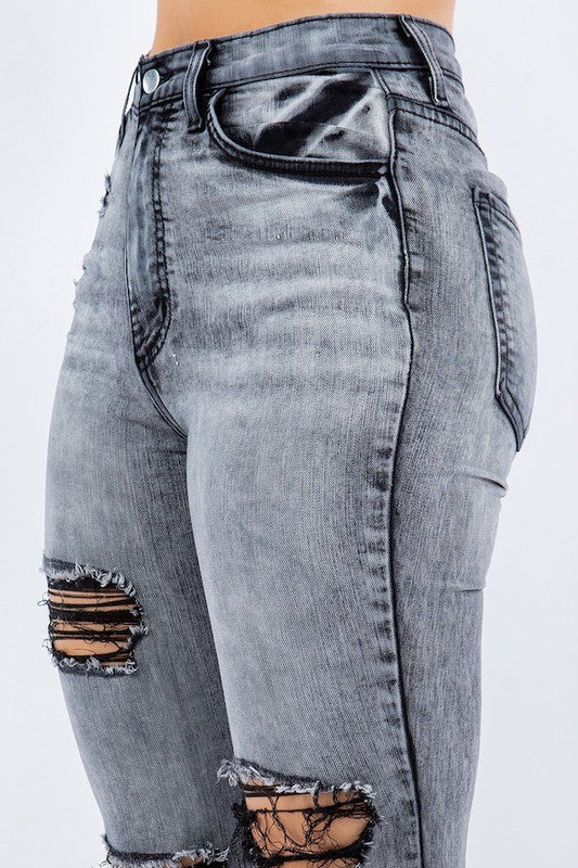 Storm Bell Bottom Jean in Grey Grey by GJG Denim | Fleurcouture