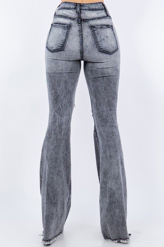 Storm Bell Bottom Jean in Grey Grey by GJG Denim | Fleurcouture