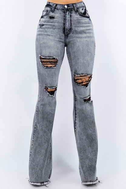 Storm Bell Bottom Jean in Grey - Inseam 32&quot; Grey 1 by GJG Denim | Fleurcouture