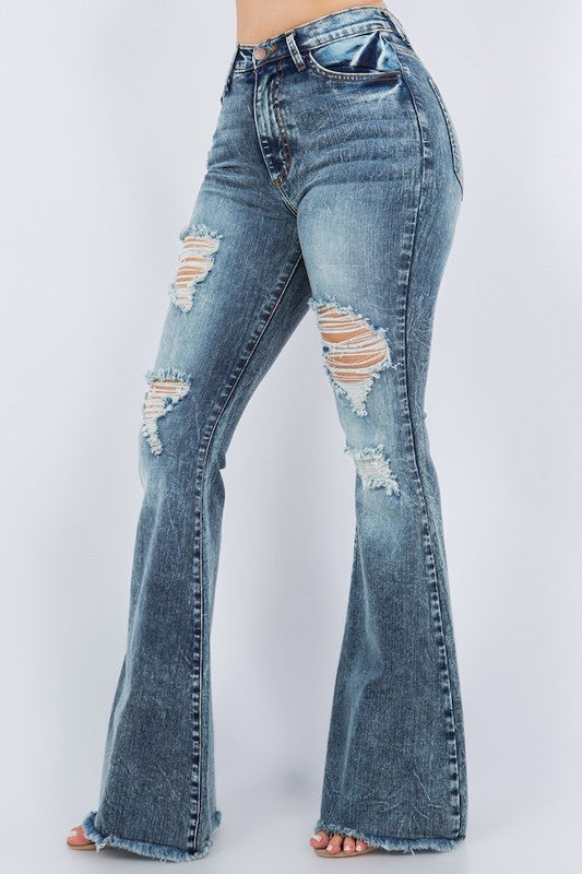 Storm Bell Bottom Jean Inseam 30&quot; blue by GJG Denim | Fleurcouture