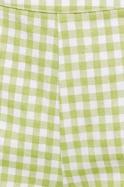 Straight Pants WHITE-GREEN GINGHAM S by LE LIS | Fleurcouture