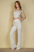 Strapless Corset Top & Flare Pants Set White S by Capella | Fleurcouture