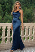 Strappy Backless Maxi Dress Peacock Blue XS Women&