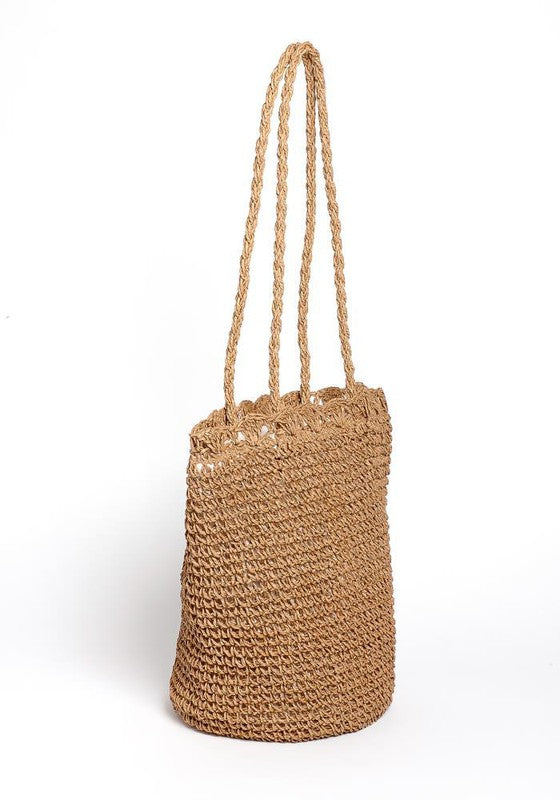 STRAW BEACH BAG LTLT/BROWN Os by Bella Chic | Fleurcouture