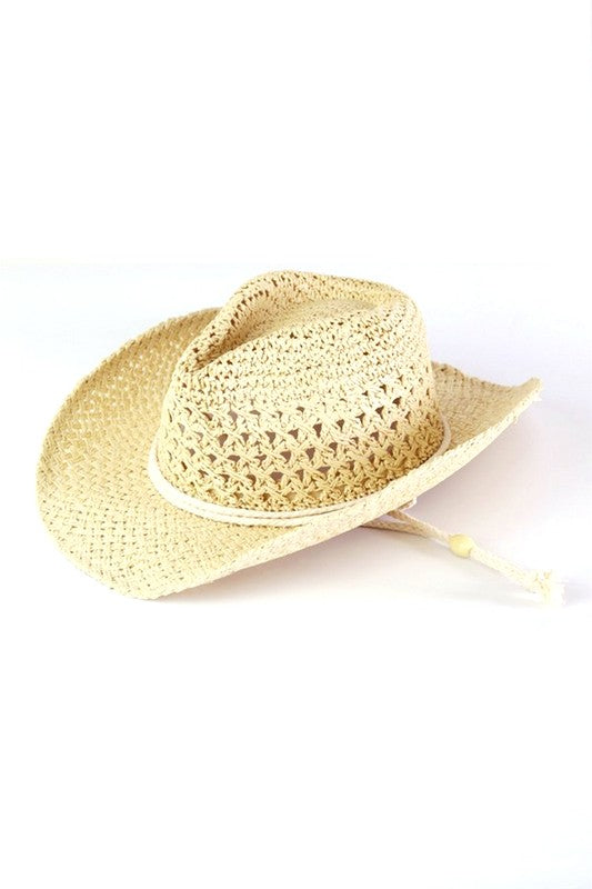 Straw Cowboy Summer Hat Beige O/S by Artini Accessories | Fleurcouture