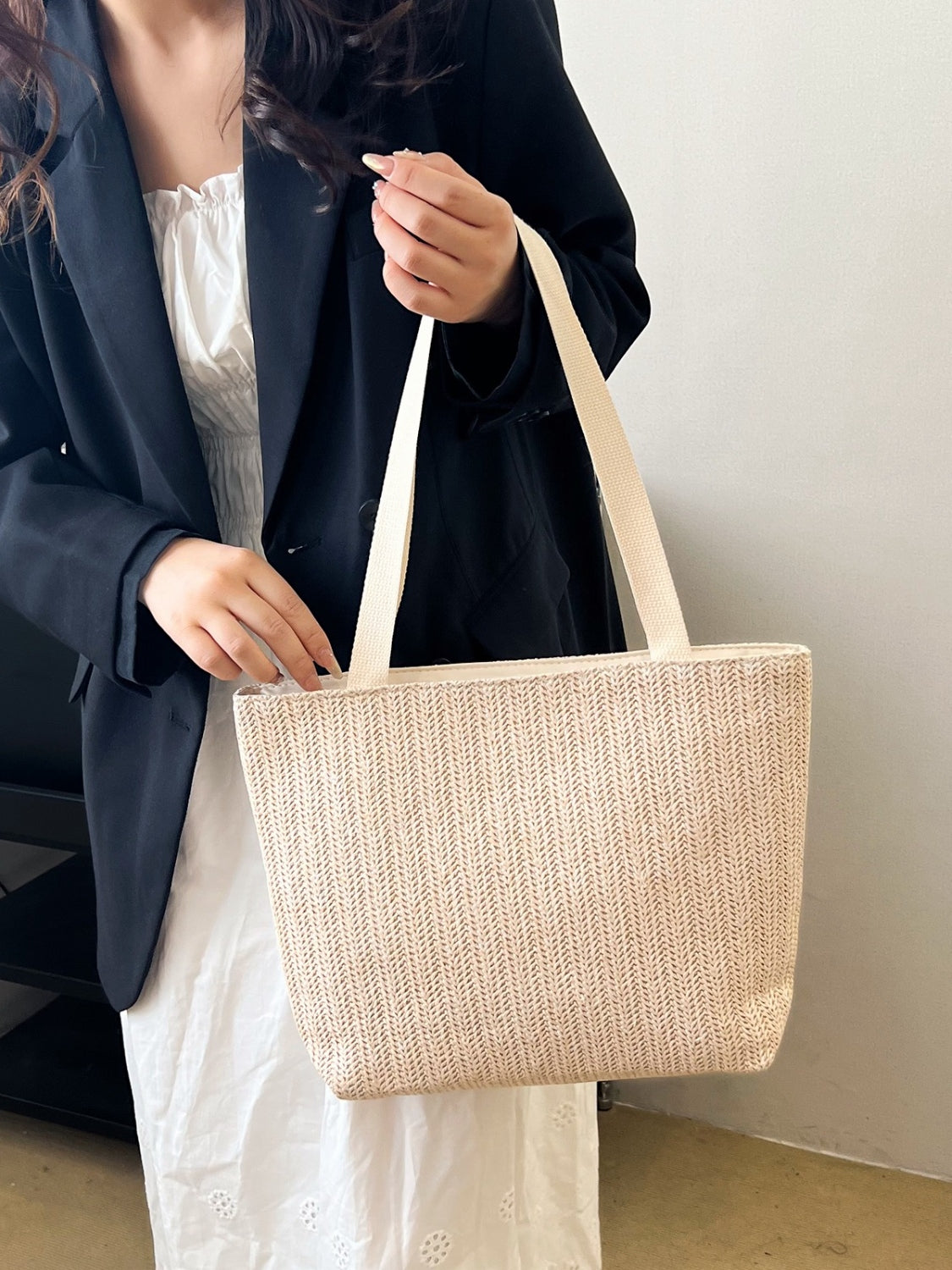 Straw Woven Tote Bag One Size Bags by Trendsi | Fleurcouture