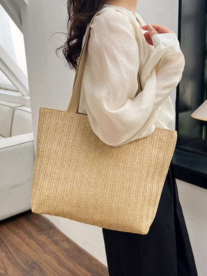 Straw Woven Tote Bag One Size Bags by Trendsi | Fleurcouture