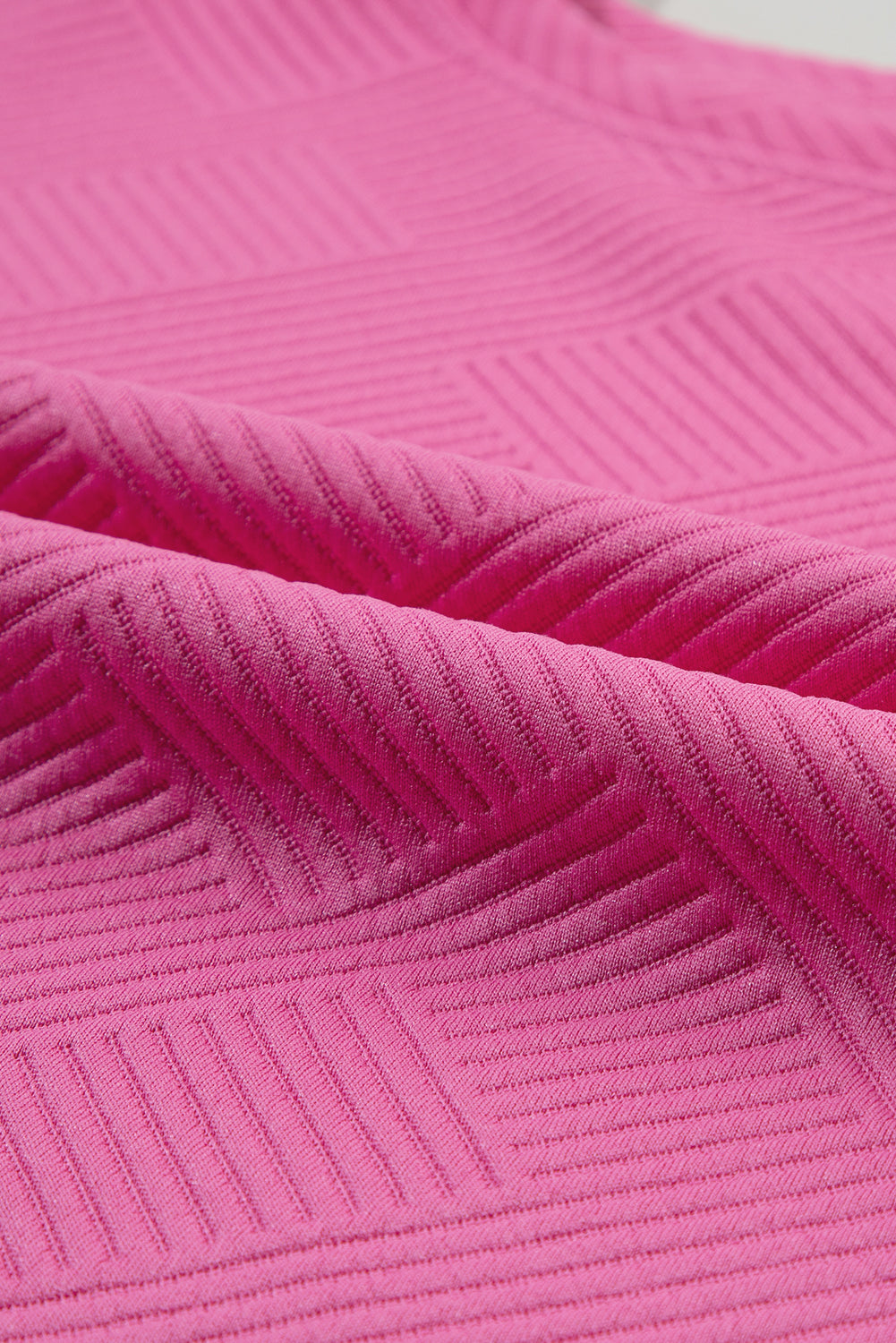 Strawberry Pink 2pcs Solid Textured Drawstring Shorts Set 95%Polyester+5%Elastane Two Piece Sets/Short Sets by Fleurcouture | Fleurcouture