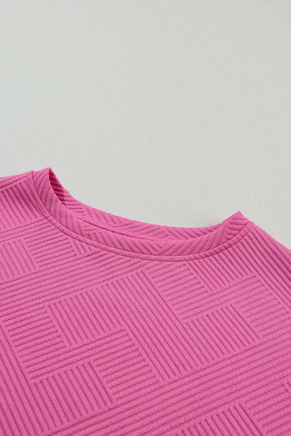 Strawberry Pink 2pcs Solid Textured Drawstring Shorts Set 95%Polyester+5%Elastane Two Piece Sets/Short Sets by Fleurcouture | Fleurcouture