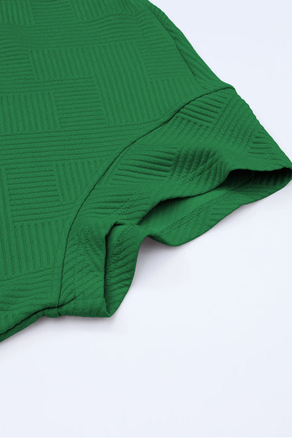 Strawberry Pink Textured Loose Fit T Shirt and Drawstring Pants Set 95%Polyester+5%Elastane Two Piece Sets/Pant Sets by Fleurcouture | Fleurcouture