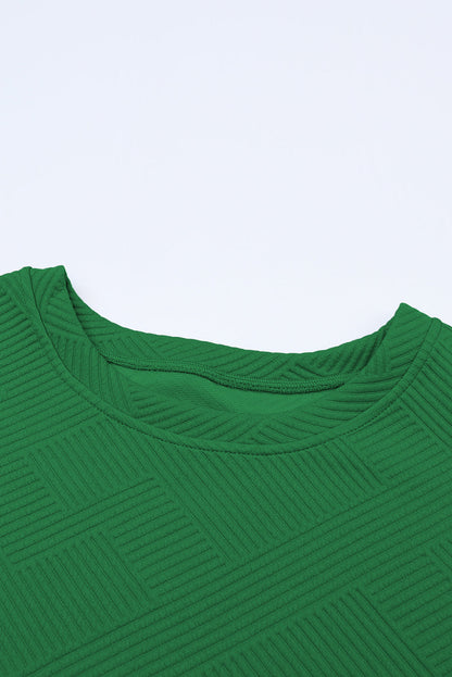 Strawberry Pink Textured Loose Fit T Shirt and Drawstring Pants Set 95%Polyester+5%Elastane Two Piece Sets/Pant Sets by Fleurcouture | Fleurcouture