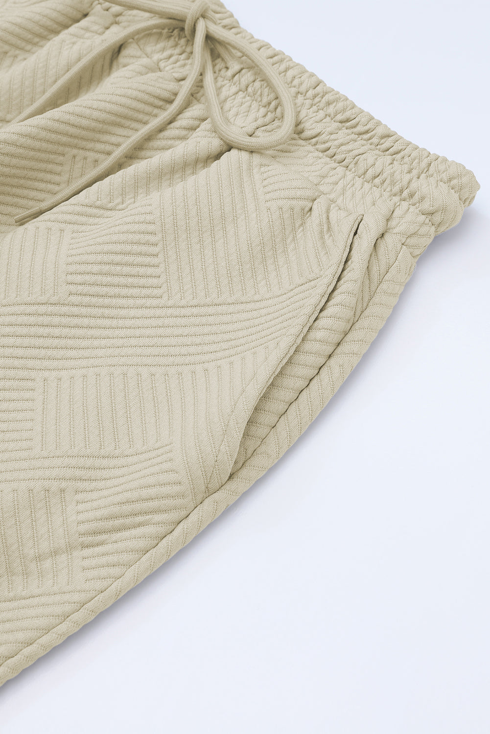 Strawberry Pink Textured Loose Fit T Shirt and Drawstring Pants Set 95%Polyester+5%Elastane Two Piece Sets/Pant Sets by Fleurcouture | Fleurcouture