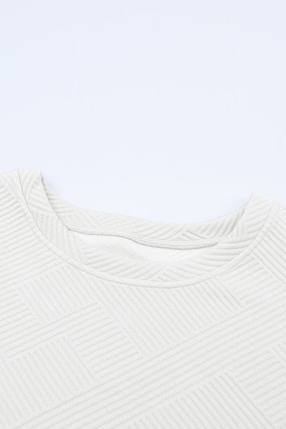 Strawberry Pink Textured Loose Fit T Shirt and Drawstring Pants Set 95%Polyester+5%Elastane Two Piece Sets/Pant Sets by Fleurcouture | Fleurcouture