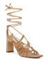 STRINGS ATTACH BRAIDED TIE UP BLOCK HEELED SANDAL Camel 7 by Rag Company | Fleurcouture