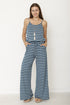 stripe jumpsuit teal S by EG fashion | Fleurcouture
