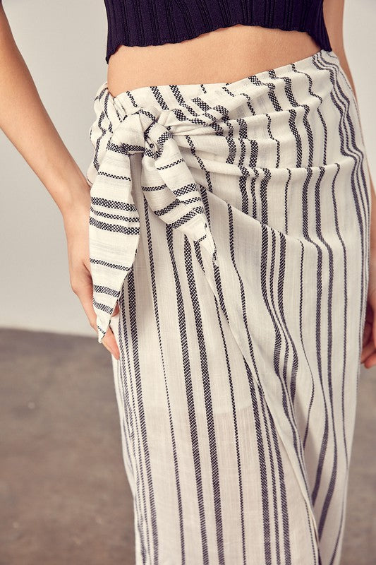 Stripe Overlap Skort WHITE/BLACK by Mustard Seed | Fleurcouture