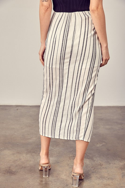 Stripe Overlap Skort WHITE/BLACK by Mustard Seed | Fleurcouture