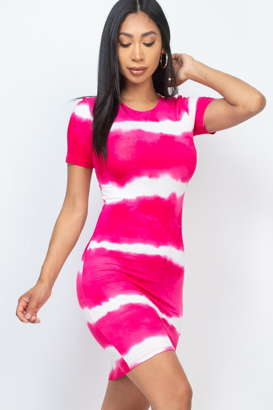 Stripe Tie-Dye Printed Midi Dress by Capella | Fleurcouture