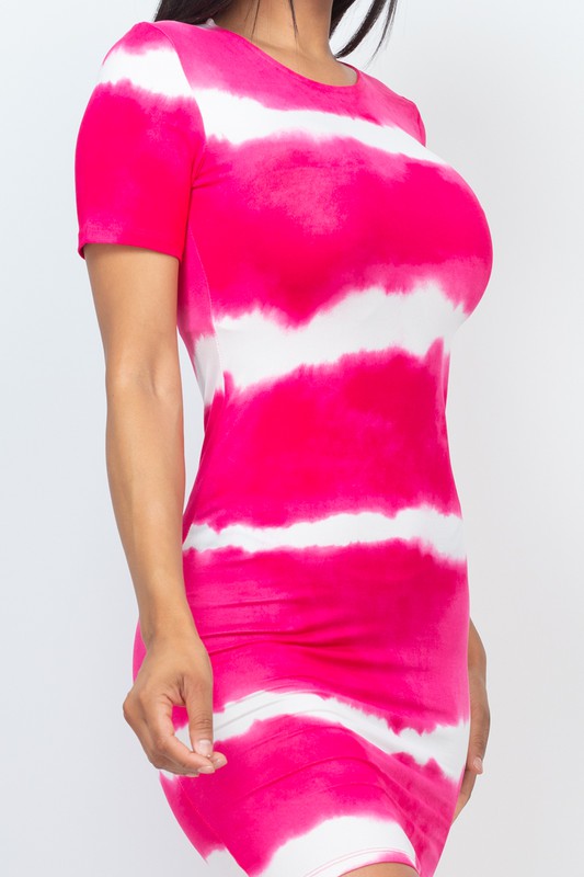 Stripe Tie-Dye Printed Midi Dress by Capella | Fleurcouture