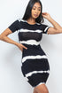 Stripe Tie-Dye Printed Midi Dress Print 206 Black S by Capella | Fleurcouture