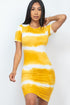 Stripe Tie-Dye Printed Midi Dress Print 206 Mustard S by Capella | Fleurcouture