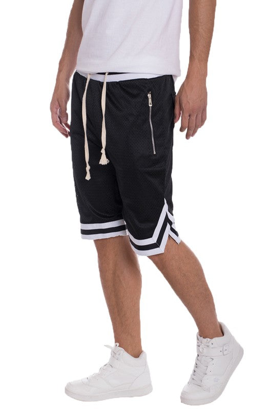 STRIPED BAND SOLID BASKETBALL SHORTS BLACK S Men&