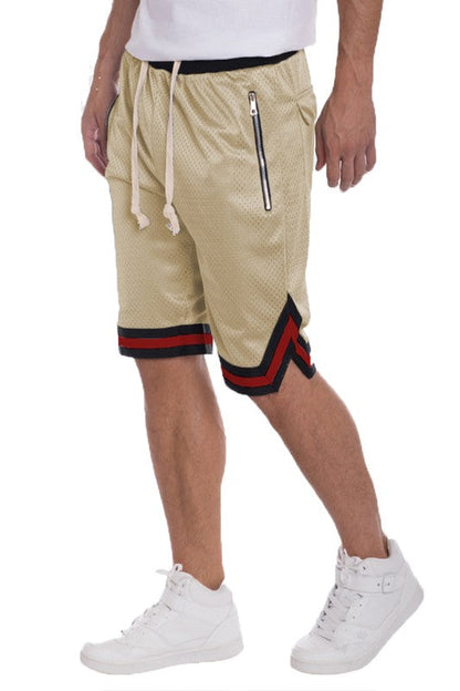 STRIPED BAND SOLID BASKETBALL SHORTS CREAM S Men&