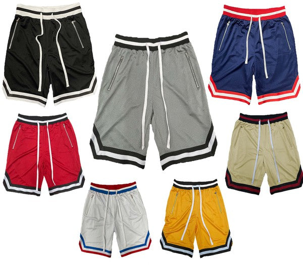 STRIPED BAND SOLID BASKETBALL SHORTS Men&