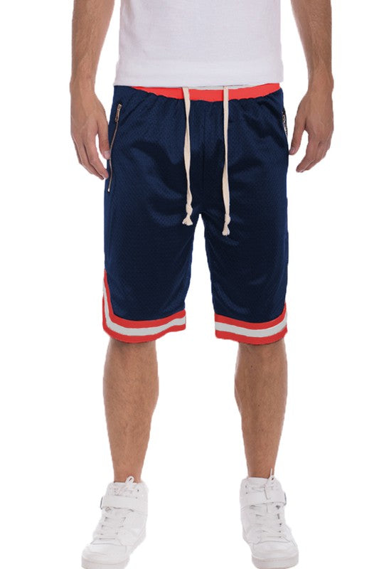 STRIPED BAND SOLID BASKETBALL SHORTS Men&