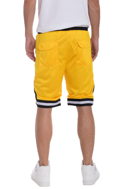 STRIPED BAND SOLID BASKETBALL SHORTS Men&