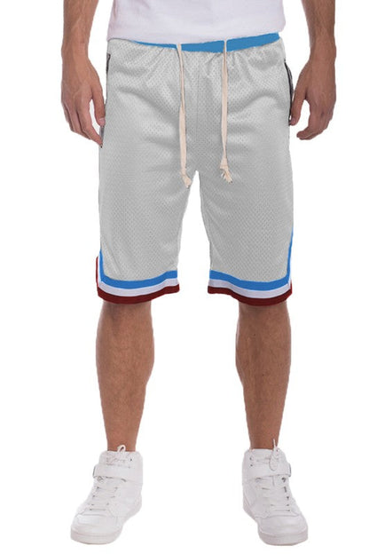 STRIPED BAND SOLID BASKETBALL SHORTS Men&