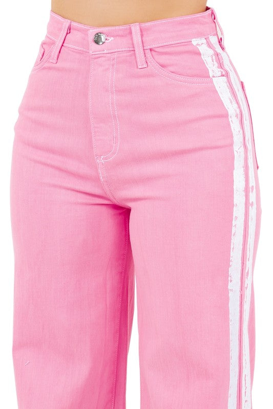 Striped Jean in Pink Pink by GJG Denim | Fleurcouture