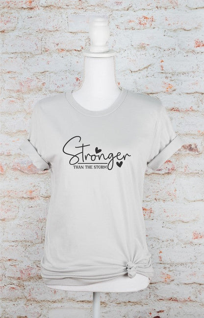 Stronger Than The Storm Graphic Tee Silver 2X by Ocean and 7th | Fleurcouture