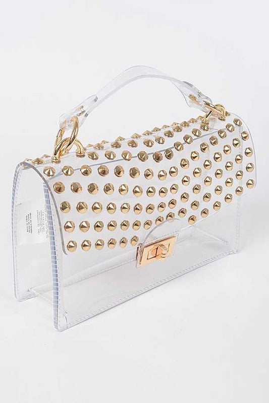 Studded Iconic Clear Swing Bag O/S by Artini Accessories | Fleurcouture