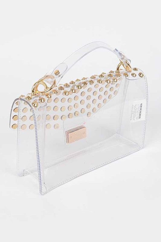 Studded Iconic Clear Swing Bag O/S by Artini Accessories | Fleurcouture
