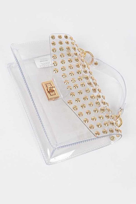Studded Iconic Clear Swing Bag O/S by Artini Accessories | Fleurcouture