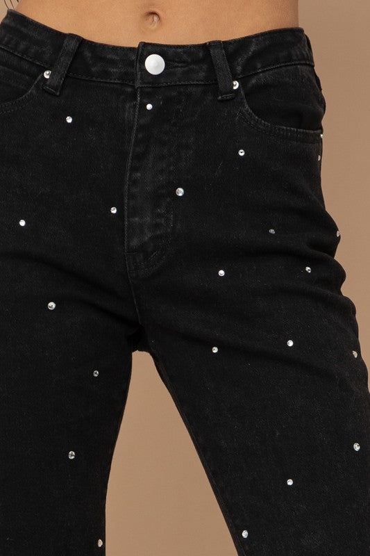 Studded Rhinestone Distressed Denim Jeans S by Blue B | Fleurcouture