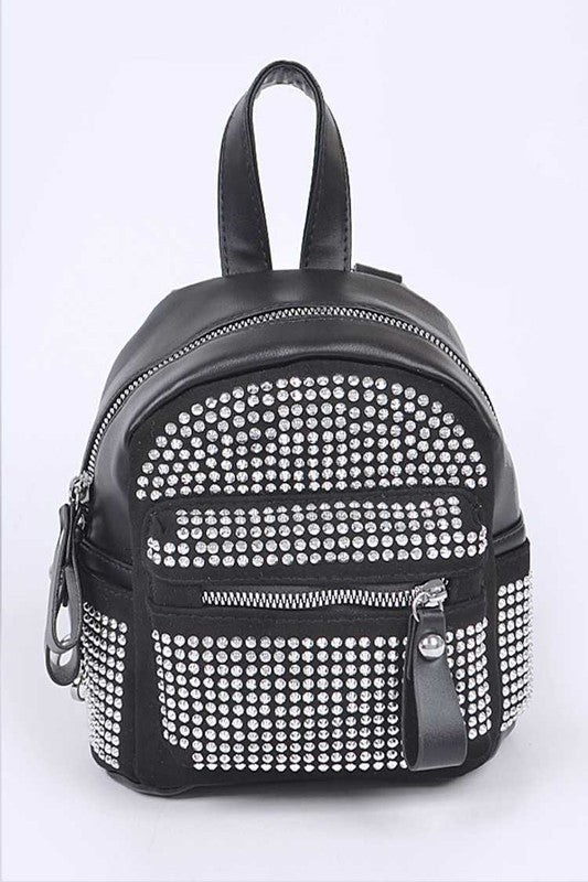 Studded Small Fashion Backpack Black O/S by Artini Accessories | Fleurcouture