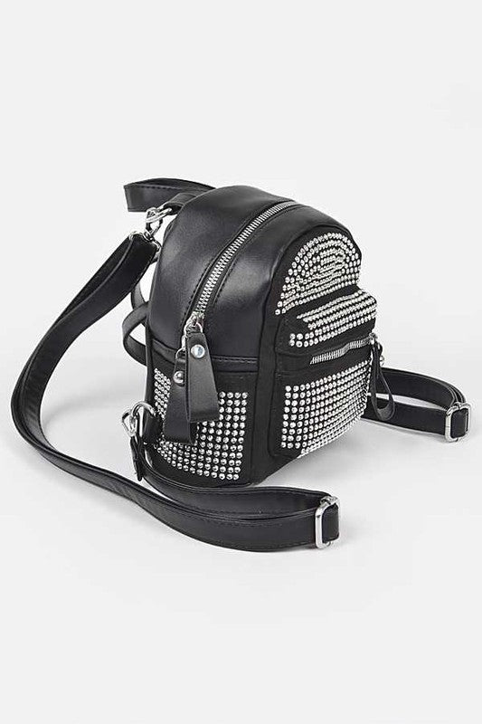 Studded Small Fashion Backpack Black O/S by Artini Accessories | Fleurcouture